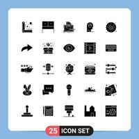 Modern Set of 25 Solid Glyphs and symbols such as food cookie computer hat profile Editable Vector Design Elements