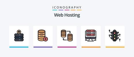 Web Hosting Line Filled 5 Icon Pack Including . server . server . folder .. Creative Icons Design vector