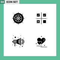 Set of 4 Modern UI Icons Symbols Signs for nautical production ship management promotion Editable Vector Design Elements