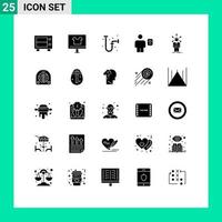 25 Universal Solid Glyphs Set for Web and Mobile Applications development human construction description avatar Editable Vector Design Elements