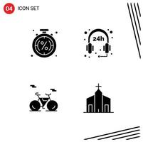 Universal Icon Symbols Group of 4 Modern Solid Glyphs of discount transport sale support building Editable Vector Design Elements