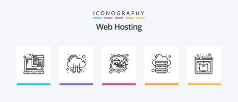 Web Hosting Line 5 Icon Pack Including web. internet. server. hosting. online. Creative Icons Design vector