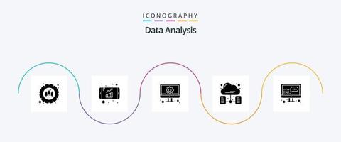 paquete de iconos de glifo 5 de análisis de datos que incluye datos. red. crecimiento. datos. entorno vector