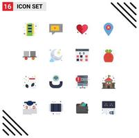 User Interface Pack of 16 Basic Flat Colors of fork truck pin brokan navigation location Editable Pack of Creative Vector Design Elements