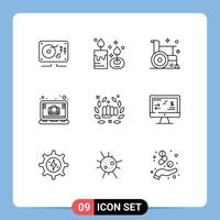 9 Creative Icons Modern Signs and Symbols of office case case lamp brief health Editable Vector Design Elements