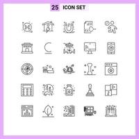 25 Universal Line Signs Symbols of clock development magnet develop c Editable Vector Design Elements