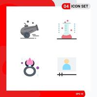 User Interface Pack of 4 Basic Flat Icons of cannon day ramadan lab flask flower Editable Vector Design Elements