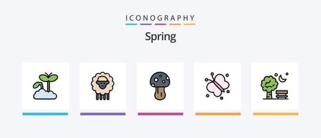 paquete de 5 íconos llenos de línea de primavera que incluye la naturaleza. primavera. animal. fecha. calendario. diseño de iconos creativos vector