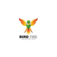 bird fire logo gradient colorful design vector