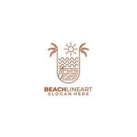 beach line logo design color template vector