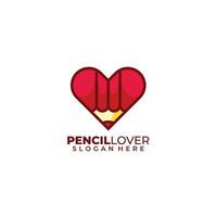 pencil love design logo illustration color vector