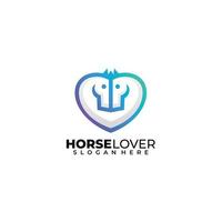 horse love line art logo template gradient color vector