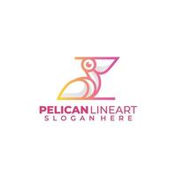 pelican design line art logo gradient color icon vector