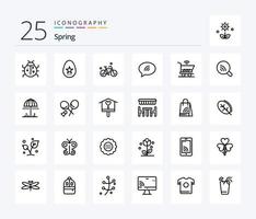 paquete de iconos de primavera de 25 líneas que incluye carrito. charlando primavera. chat. primavera vector