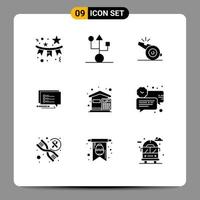 Pictogram Set of 9 Simple Solid Glyphs of write sms hardware chat sport Editable Vector Design Elements