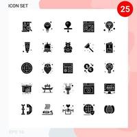 Mobile Interface Solid Glyph Set of 25 Pictograms of coding location iot page nipple Editable Vector Design Elements