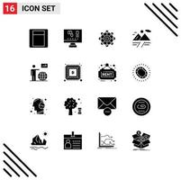 Universal Icon Symbols Group of 16 Modern Solid Glyphs of arrow globe machine man cloud Editable Vector Design Elements