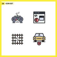 Mobile Interface Filledline Flat Color Set of 4 Pictograms of game programming xbox data connection Editable Vector Design Elements