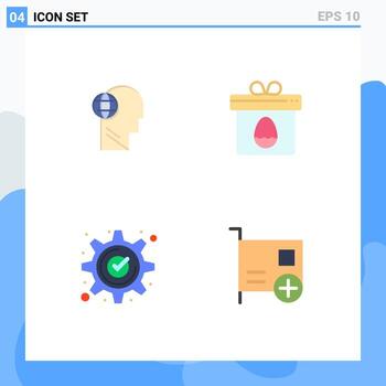 Pictogram Set of 4 Simple Flat Icons of business accept mind box check Editable Vector Design Elements