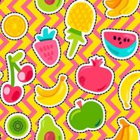 frutas en zig zag, plano de fondo, seamless, patrón vector