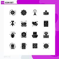 16 Universal Solid Glyphs Set for Web and Mobile Applications building house electricity white whtiehouse Editable Vector Design Elements