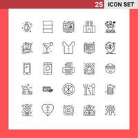 Stock Vector Icon Pack of 25 Line Signs and Symbols for business travel display journey apartment Editable Vector Design Elements