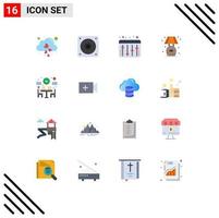 16 User Interface Flat Color Pack of modern Signs and Symbols of time dinner audio couple stand Editable Pack of Creative Vector Design Elements