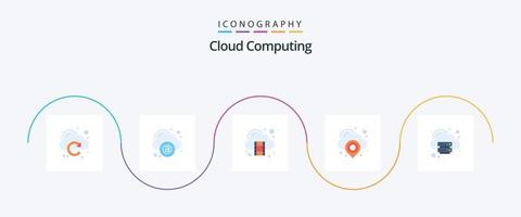 Cloud Computing Flat 5 Icon Pack Including server. pin. cloud. map. cloud vector