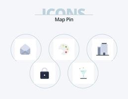 mapa pin flat icon pack 5 diseño de iconos. . . abierto. casa. edificio vector