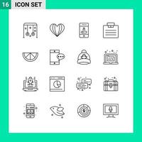 16 Universal Outline Signs Symbols of suitcase business like briefcase smartphone Editable Vector Design Elements