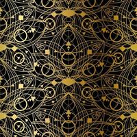 Abstract Seamless Pattern, Golden Print on Black vector