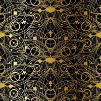 Abstract Seamless Pattern, Golden Print on Black vector