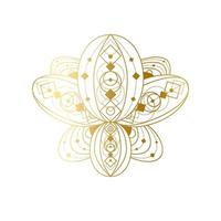 flor de loto con adorno dorado geométrico vector ilustración lineal