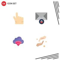 4 Universal Flat Icons Set for Web and Mobile Applications finger signal mail cloud faith Editable Vector Design Elements