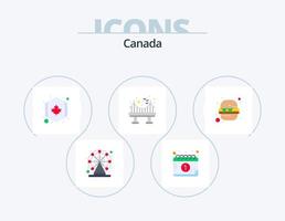 canadá flat icon pack 5 diseño de iconos. comida rápida. Canadá. puente canadá arquitectura vector