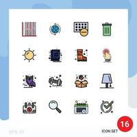 Set of 16 Modern UI Icons Symbols Signs for basket hardware connection gadget computers Editable Creative Vector Design Elements