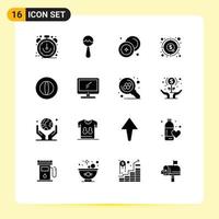 Pictogram Set of 16 Simple Solid Glyphs of money dollar cash currency money Editable Vector Design Elements