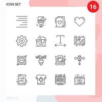 Modern Set of 16 Outlines and symbols such as options control circus report like Editable Vector Design Elements