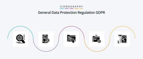 Gdpr Glyph 5 Icon Pack Including safe folder. folder . document . surveillance vector