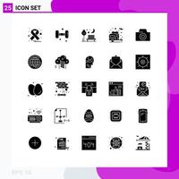 25 User Interface Solid Glyph Pack of modern Signs and Symbols of world photo moon motorhome camper Editable Vector Design Elements