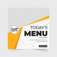 Culinary menu promo template vector for social media marketing. Special food promotion web banner design with dark and yellow colors. Food promo template social media poster vector for restaurant.