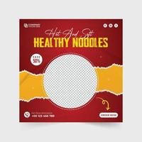 Healthy food restaurant promotion web banner design with abstract shapes. Food menu social media post vector on red backgrounds for digital marketing. Special food menu template design for business.