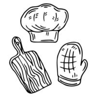 estilos de garabatos a mano para artículos de chef. cocinero de garabatos. vector