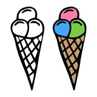 ilustración de vector de línea de helado, libro de colorear de helado