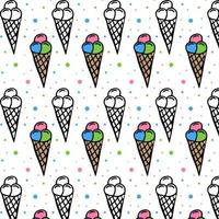 Ice cream and botanical seamless pattern vector