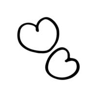 Vector icon of two hearts drawn in one line. Illustration for valentine's day.