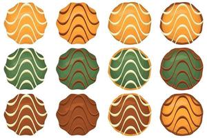 gran juego de galletas caseras de diferentes sabores en galletas de pastelería vector