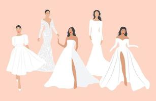 white wedding dress design vector