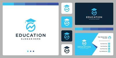 College, Graduate, Campus, Education logo design. and analytics logo. Business card vector