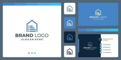 logo that combines house shapes and document. business cards. vector